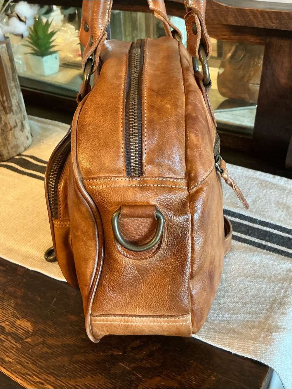 Bed Stu Leather Angie Shoulder Bag Crossbody Tan Rustic MSRP $325 - Picture 8 of 15